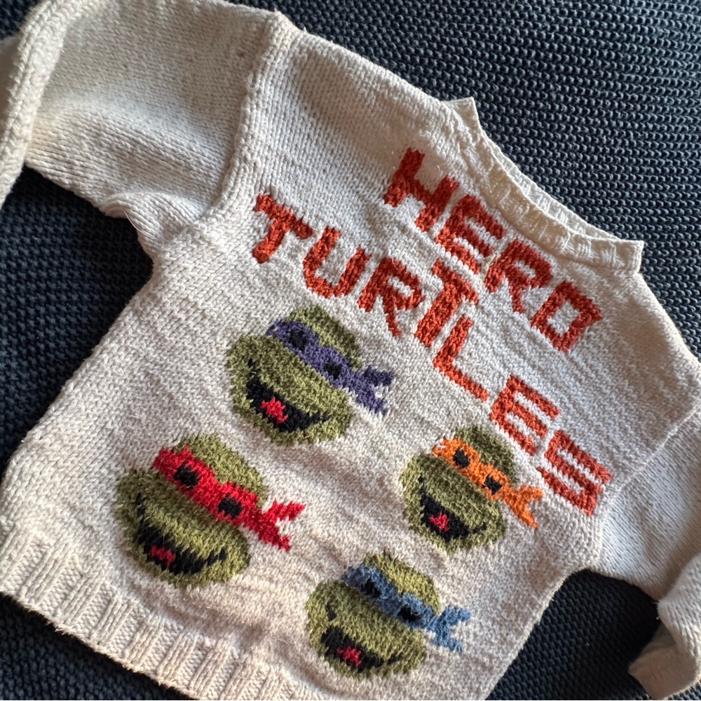 Kids Hero Turtles Sweater - Cream with Multicolor Accents